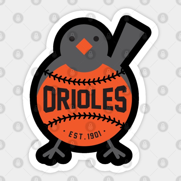 Baltimore Orioles Bird by Buck Tee Originals Sticker by Buck Tee